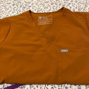 Burnt orange medium one pocket fig scrub top